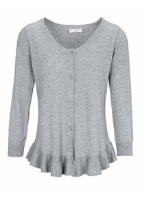 Heine, Damen Cardigan mit Volant, Rauchblau