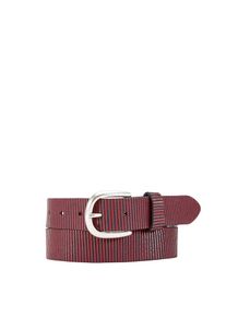 s.Oliver RED LABEL, Damen Lederg&uuml;rtel im Streifen-Design, Anthrazit / Burgunder