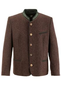 OS-Trachten, Herren Trachtenjanker mit Hornkn&ouml;pfe, Braun / Dunkelgr&uuml;n