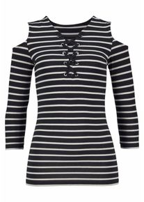 Melrose, Damen 3/4-Arm-Shirt, Marine / Weiß