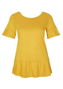 s.Oliver BLACK LABEL, Damen Jerseyshirt mit Volants, Senf