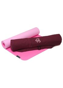 YOGISTAR.COM, Herren Yoga-set Starter Edition - Comfort (yogamatte Pro + Yogatasche Om), Pink / Rosa / Weinrot / Weiß