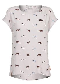 Naketano, Damen Shortsleeve, Champagner / Rauchblau / Braun / Weiß