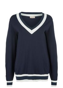 TRIANGLE, Damen Pullover, Navy / Wei&szlig;