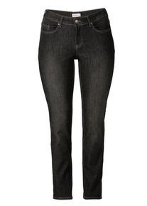 sheego Denim, Damen Schmale Stretch-Jeans Kira mit Ziern&auml;hten, Black Denim