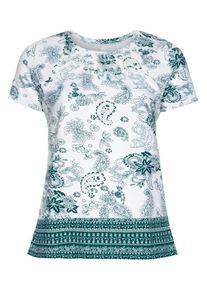 sheego Casual, Damen T-Shirt, Smaragd / Weiß