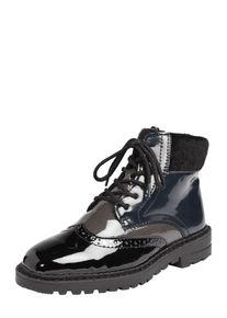 Rieker, Damen Schnürstiefel mit Lack-Optik, Schwarz