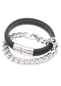 Firetti, Herren Armband Set 'Glanz, massiv, geflochten', Schwarz / Silber