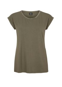 s.Oliver BLACK LABEL, Damen T-Shirt mit verziertem Ausschnitt, Khaki
