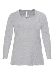 sheego Casual, Damen Langarmshirt, Graumeliert