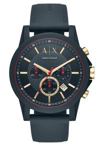 Emporio Armani, Herren Chronograph, Nachtblau / Goldgelb / Feuerrot