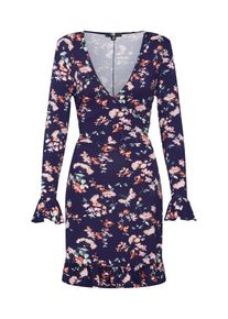 Missguided, Damen Kleid 'Floral Front Wrap Dress', Navy / Rosa