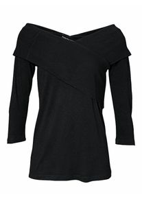 Heine, Damen Wickelshirt 3/4-Arm, Schwarz