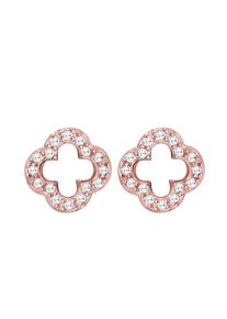 Elli, Damen Ohrringe 'Kleeblatt', Rosegold / Weiß