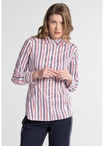 Eterna, Damen Bluse, Marine / Hellrot / Weiß