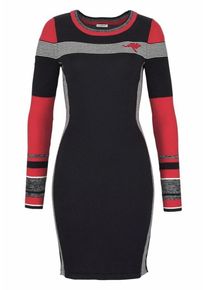 Kangaroos, Damen Strickkleid, Dunkelgrau / Rot / Schwarz