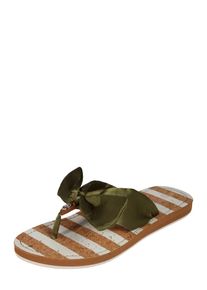 Tom Tailor, Damen Zehentrenner mit Schleife, Khaki