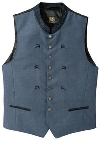 OS-Trachten, Herren Trachtengilet mit Hirschdruck, Marine / Schwarz