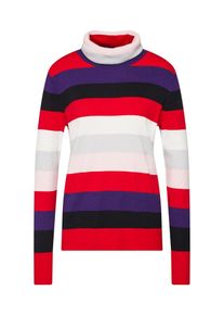 Street One, Damen Pullover 'Cosy Multicolor Stripe', Beere / Rot / Wei&szlig;