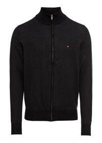 Tommy Hilfiger, Herren Strickjacke 'COTTON SILK ZIP THROUGH', Schwarz