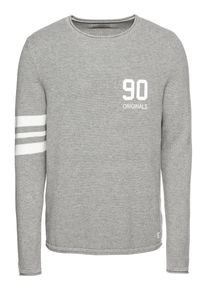 Jack & Jones JACK & JONES, Herren Pullover 'JORYANKEE KNIT CREW NECK', Hellgrau / Wei&szlig;