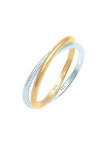 Elli Premium, Damen Wickelring 'Bi Color_Tri Color', Gold / Silber