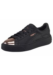 Puma, Damen Sneaker 'Basket Platform Metallic', Rosegold / Schwarz