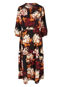 Y.A.S, Damen Midikleid, Dunkelorange / Rot / Weiß