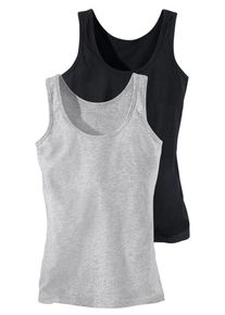 H.I.S. H.I.S, Damen Tanktops (2 St&uuml;ck), Graumeliert / Schwarz