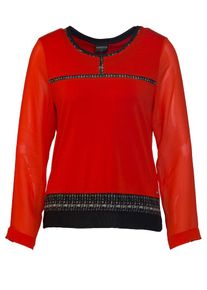 Sportalm Kitzbühel, Damen Shirt, Hellbeige / Rot / Schwarz