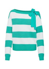 Véro Moda VERO MODA, Damen Pullover 'VMSPRING SIBBO LS BOW BLOUSE', Grün / Weiß