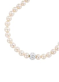 Firetti, Damen Halsschmuck: Collier mit Perlen und funkelnden Zirkonia, Silber / Perlweiß