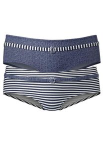 Arizona, Damen Panty aus weicher Baumwolle, Taubenblau / Wei&szlig;