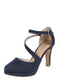 s.Oliver RED LABEL, Damen Slingpumps in Veloursleder-Optik, Navy
