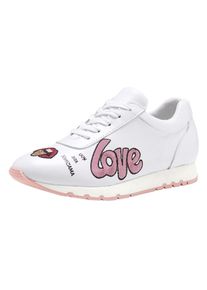Heine, Damen Sneaker, Graphit / Rosa / Himbeer / Wei&szlig;