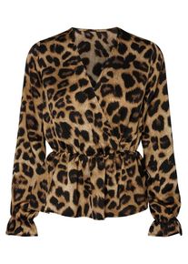 Pieces, Damen Bluse, Braun / Schwarz