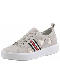 Bugatti, Damen Schnürschuh 'Kelli', Hellgrau / Rot / Schwarz / Silber