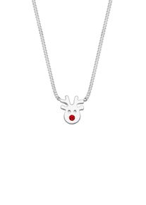 Elli, Damen Kette 'Hirsch', Rot / Silber