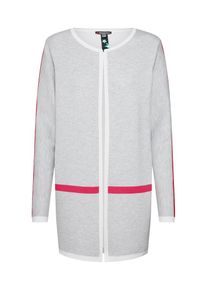Street One, Damen Strickjacke, Hellgrau / Pink / Weiß