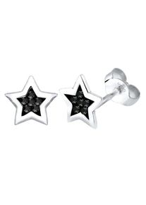 Elli, Damen Ohrringe 'Sterne', Schwarz / Silber