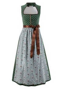 HANNAH, Damen Dirndl lang in Baumwollqualit&auml;t, Braun / Dunkelgr&uuml;n / Wei&szlig;