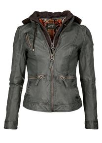 Maze, Damen Lederjacke mit stylische Kapuze ' Brayford ', Silbergrau