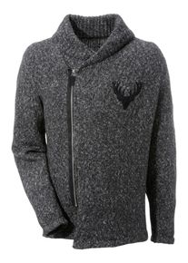 Marjo, Herren Trachtenstrickjacke, Graumeliert / Schwarz