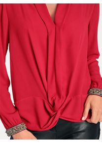 Heine, Damen Bluse mit Schmuck-Manschette, Rot