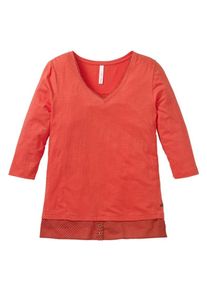 sheego Casual, Damen 2-in-1-Shirt, Feuerrot