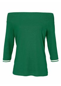 Heine, Damen U-Boot-Shirt 3/4-Arm, Grün / Weiß