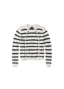 Abercrombie & Fitch Abercrombie & Fitch, Damen Pullover 'CREW WITH BUTTON FRONT', Nachtblau / Offwhite