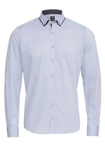 pure, Herren Langarm-Hemd City Black Fashion Fit, Hellblau