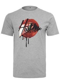 Mister Tee, Herren Tee 'Hustler Mouth', Graumeliert / Rot