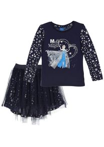 Die Eiskönigin Disney Die Eiskönigin, Mädchen Set Langarmshirt + Rock, Hellblau / Dunkelblau / Silbergrau